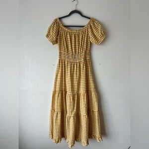 Yellow Gingham Maxi Dresss